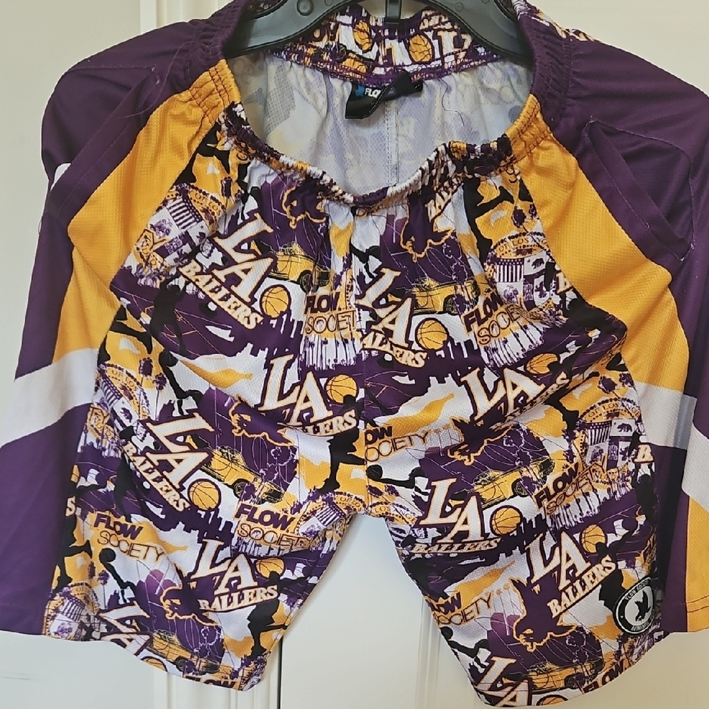 Society Kids Bottoms Shorts - Purple and Yellow